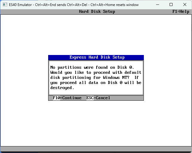 Express Hard Disk Setup