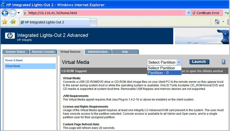 Selecting partition on cell-based server