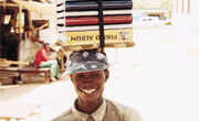 Guy with books on head