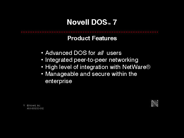 Novell DOS 7 - Product Features