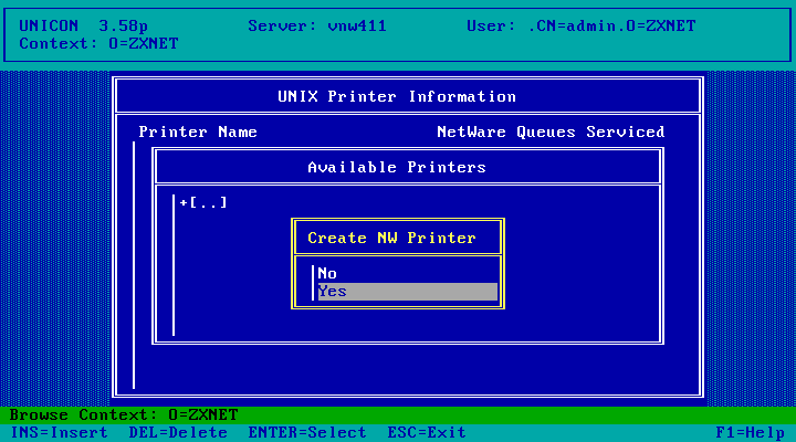 Configure NetWare-to-UNIX Printing - zxnet